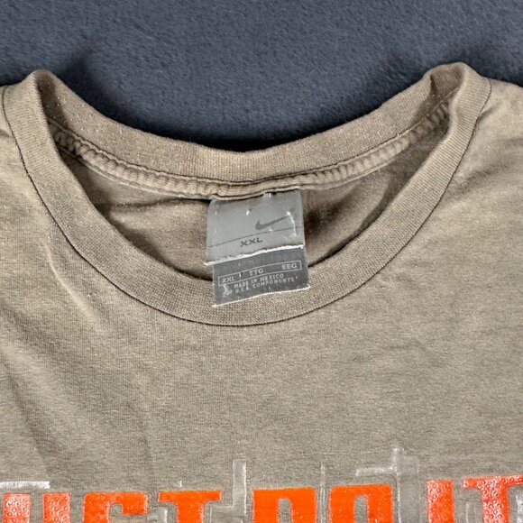 Vtg Nike Mens XXL Brown Tan Short Sleeve Crew Neck Just Do It Tee Streetwear - Picture 4 of 10